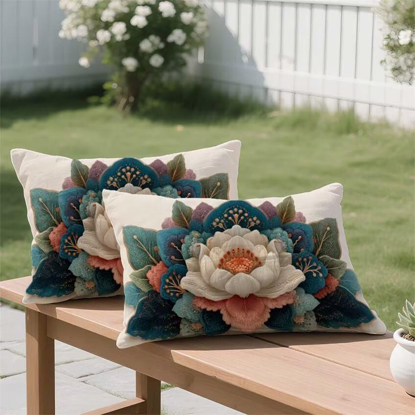 Housse de coussin 50x90cm mandala lin : cadeau deco maison et patio - 3