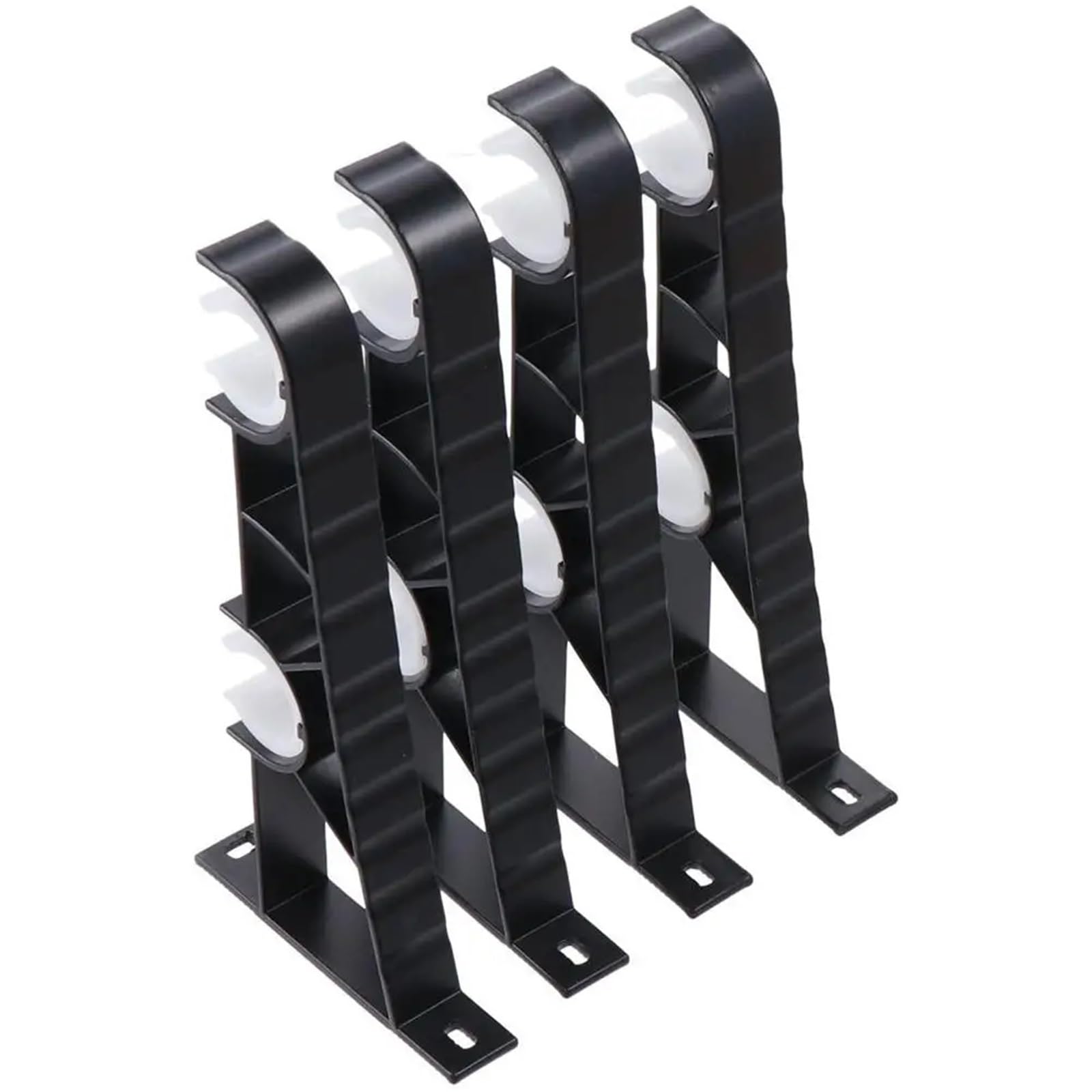 RUWLFE 4 Pcs Aluminium Alloy Heavy Duty Curtain Rod Holders Brackets for Wall 7.29 Inches Hooks for Poles, Wall Rod(Black)
