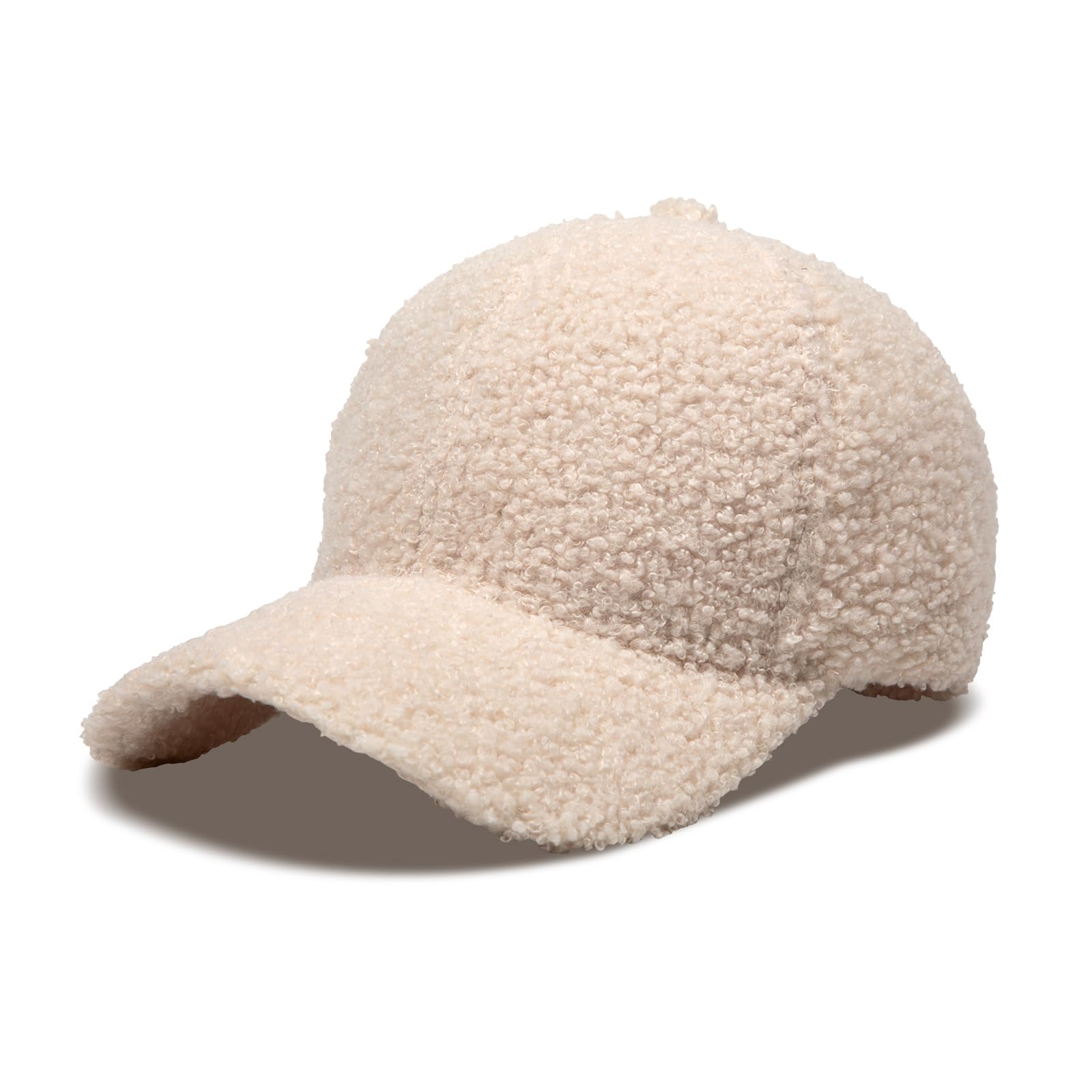 MGBPEI Women's Winter Baseball Cap Adjustable Solid Color Lamb Wool Warm Baseball Cap Unisex Unconstructed Plain Cap