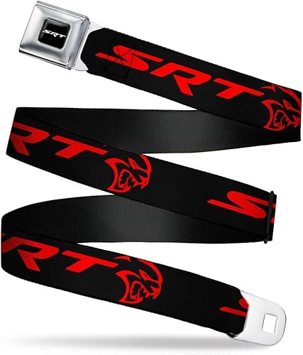 Buckle-Down Cinturón de seguridad para hombre Viper SRT Hellcat Kids, Dodger Logo cAzul NegroRojo, 1.0" Ancho - 20-36 pulgadas