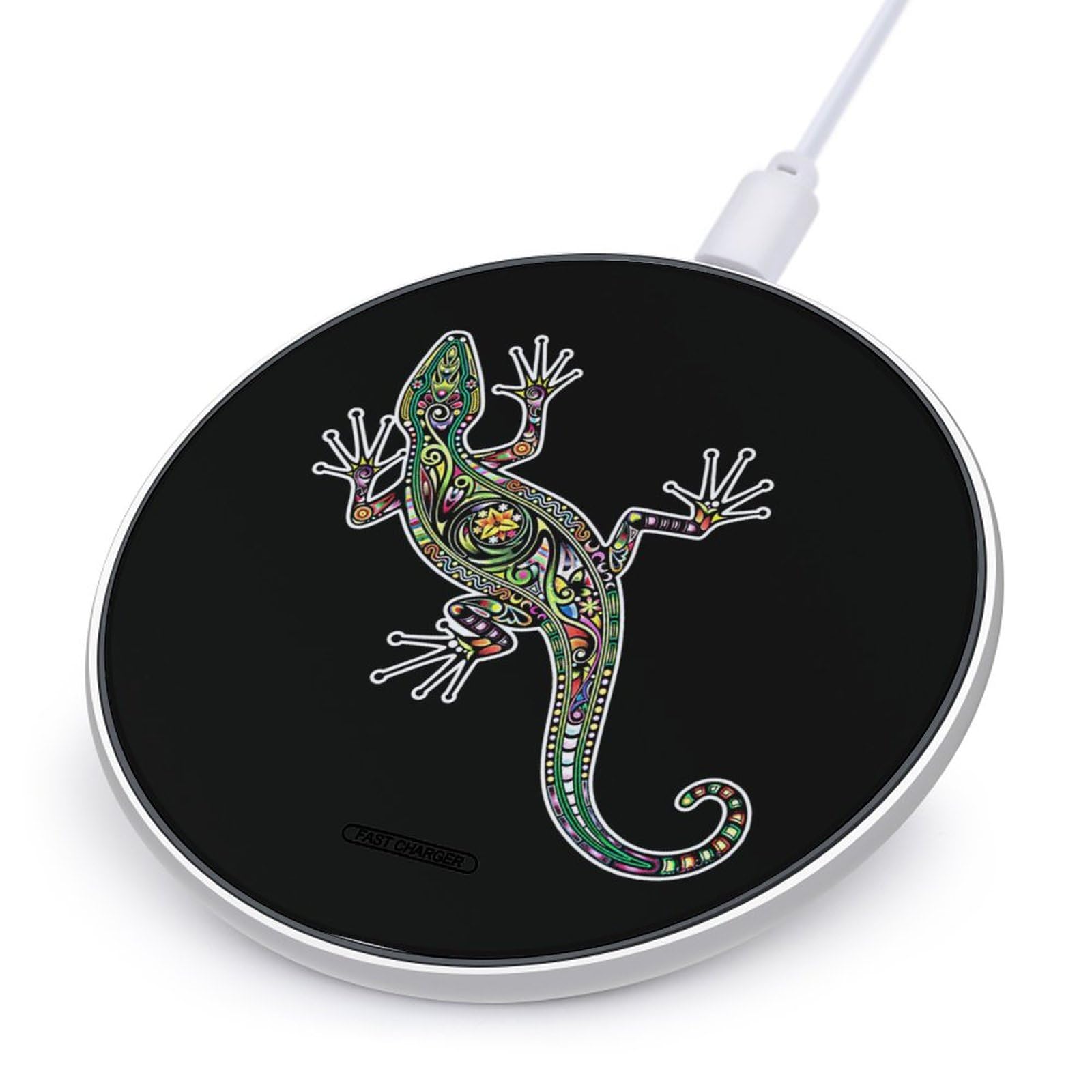 Psychedelic Lizard Wireless Charger Portable Charging Pad Wireless Charging Station Compatible with All Smartphone