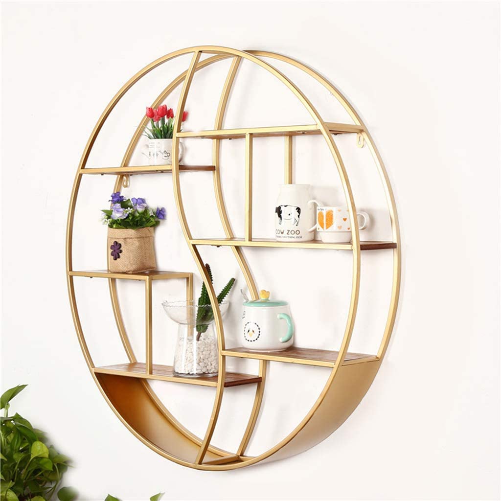 Scaffali fissati al muro creativi, scaffali circolari dell'interno multifunzionali nel salone, scaffali decorativi, scaffali multifunzionali dell'esposizione delle materie prime,,D'oro,80CM