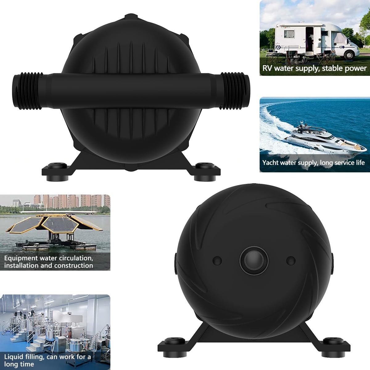 POFET Serbatoio accumulatore di Pressione da 0,8 Litri, accumulatore pressurizzato da 27,05 Once 125 PSI per Camper, Yacht, Marina, roulotte (Nero)