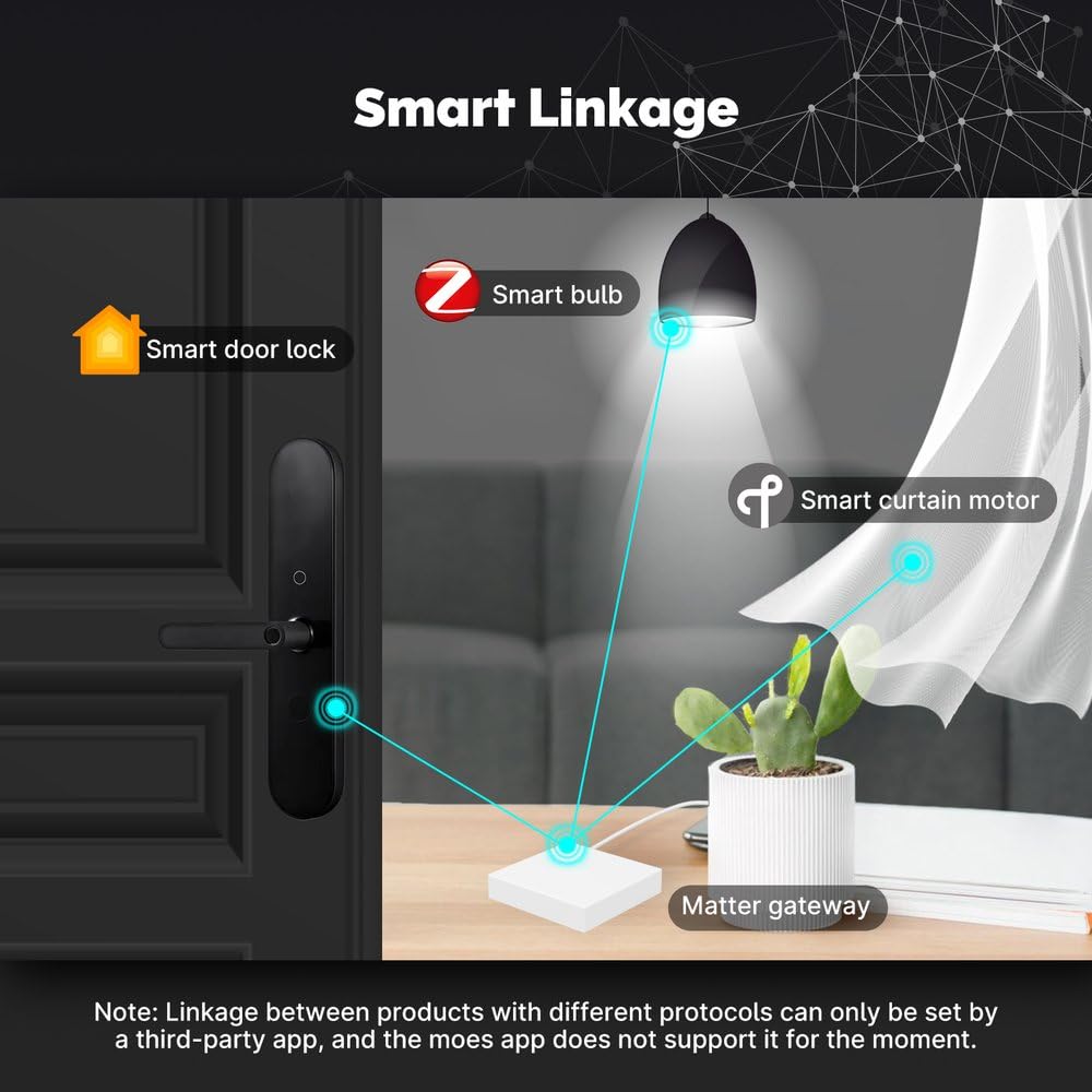 Gateway Matter con ZigBee 3.0 + WiFi 2.4G, APP TUYA Smart Life, Connessione LAN, 5V 1A, IP20, 90x90x22mm, Hub Domotica Casa Intelligente