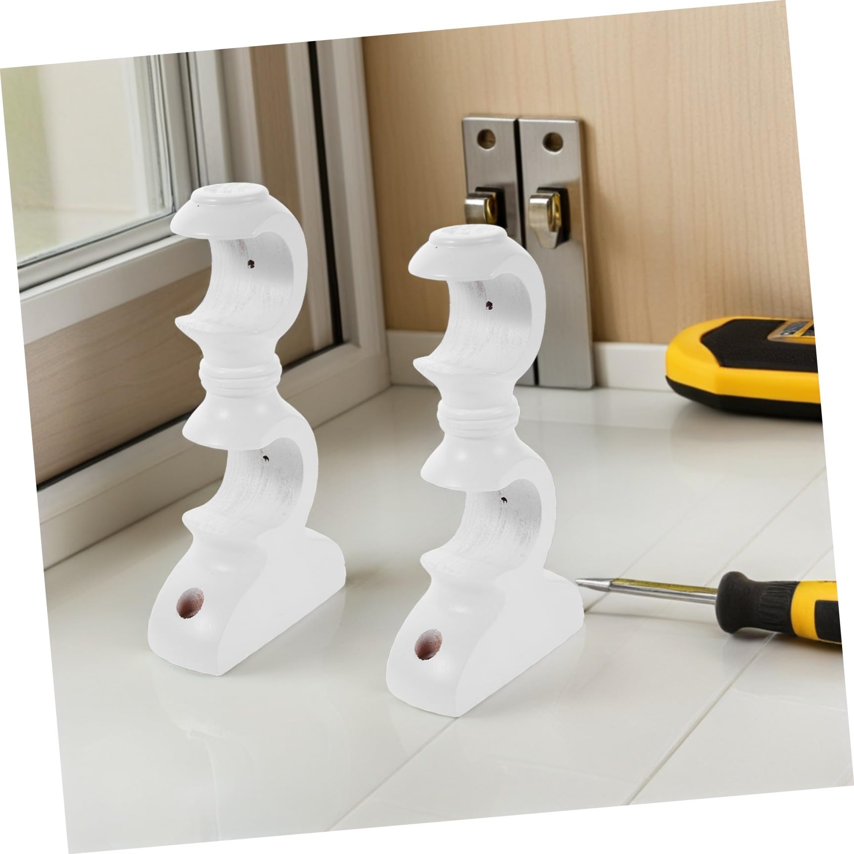 Toyvian 4 Pezzi Supporto in Legno per Bastone Base Doppia con Staffa di Fissaggio Resistente per Tende Romane Accessorio per Arredamento Casa