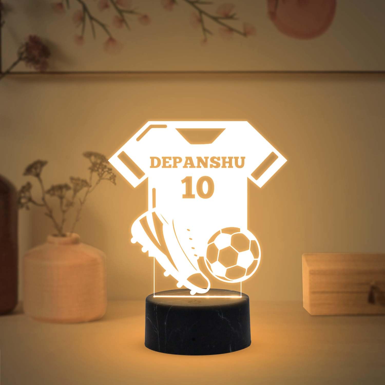 Gift Me Bazar Personalised Football Jersey 3D Night Light with Warm White Light & On/Off Touch Button | Birthday Gift for Footballer Men Women | Sport Lover Lamp-image-16