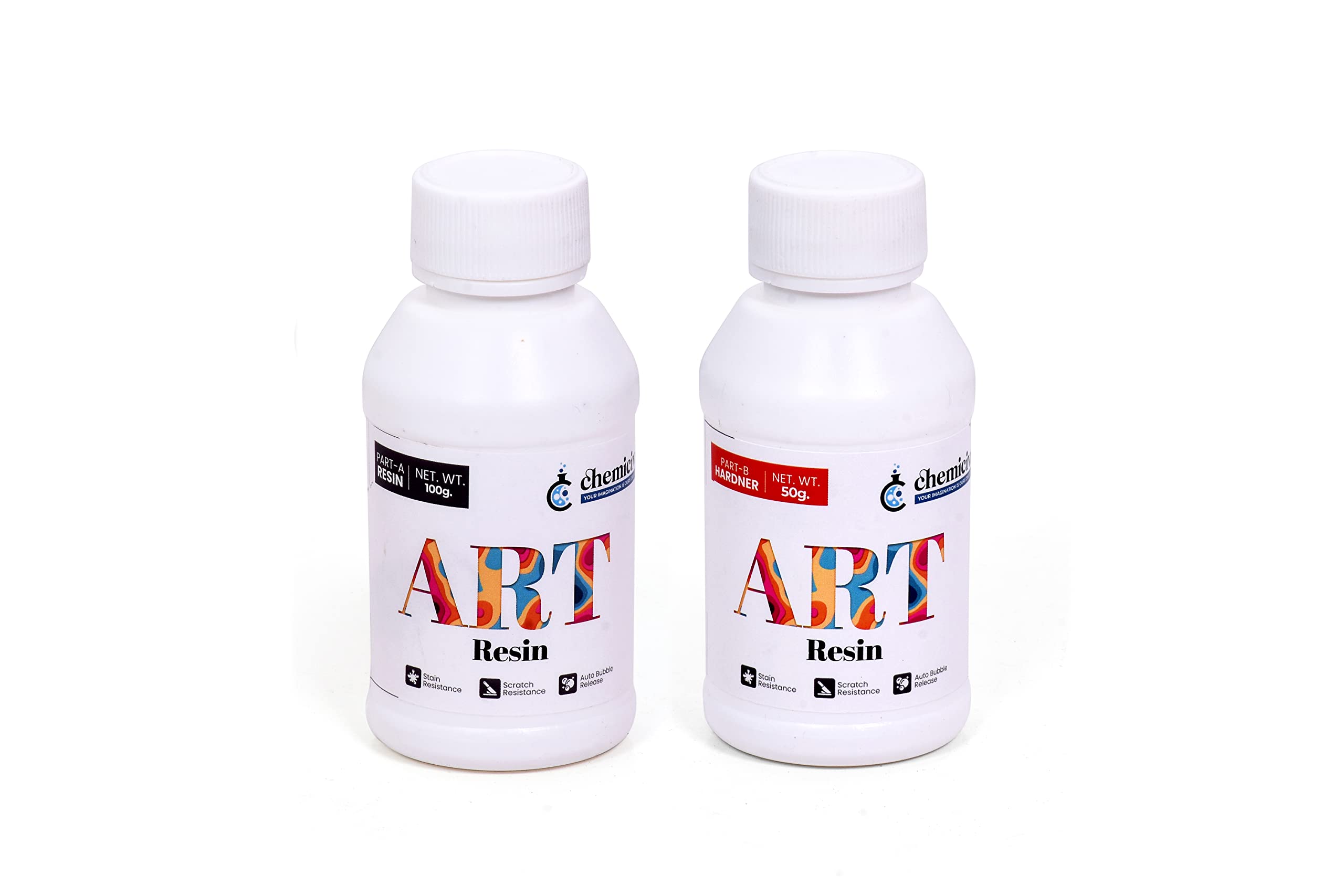 CHEMICIVA 150g Art Resin Hardener Epoxy Kit 2:1 Smooth Ultra Clear Finish for Beginners Artists and Professionals for Wood and Paintings as Liquid Glass Marble Flooring and Tabletop