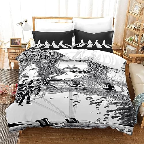 LOYOO Parure de lit 3 pièces en Microfibre pour The Beatles Music Bedding Set UK Rock Housse de Couette Douce et Lisse imprimée avec 2 taies d’oreiller fille/A/135x200cm - Les Beatles, Paul McCartney, John Lennon, RIngo Starr, George Harrison LOYOO Parure de lit 3 pièces en Microfibre pour The Beatles Music Bedding Set UK Rock Housse de Couette Douce et Lisse imprimée avec 2 taies d'oreiller fille/A/135x200cm
