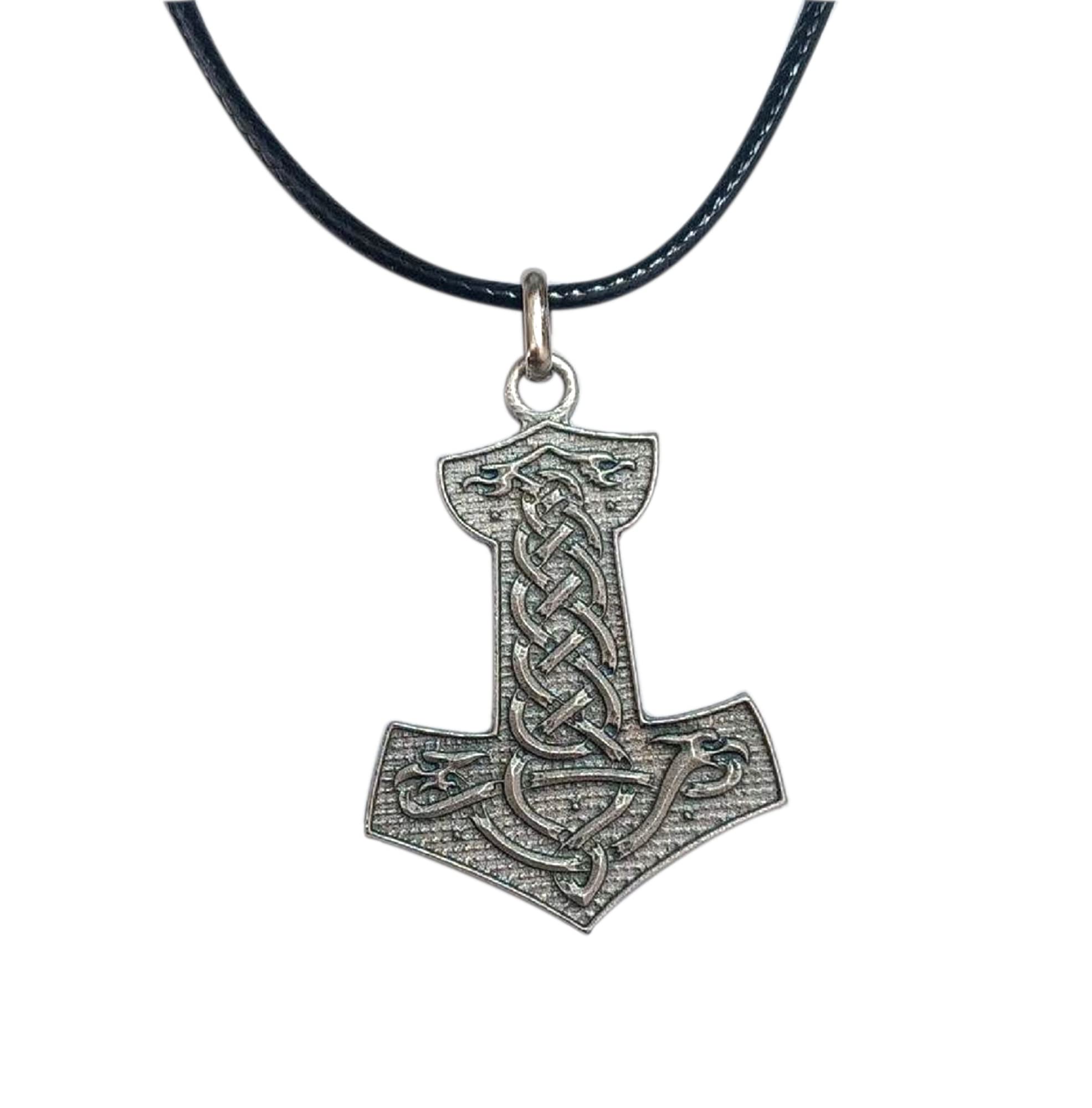 The Thor's Hammer Silver Plated Viking Pendant with Necklace Mjöllnir Celtic Amulet of Strength and Protection Original Gift Idea Fantasy Lovers Cosplay Craft Model 4.5 cm, Gold