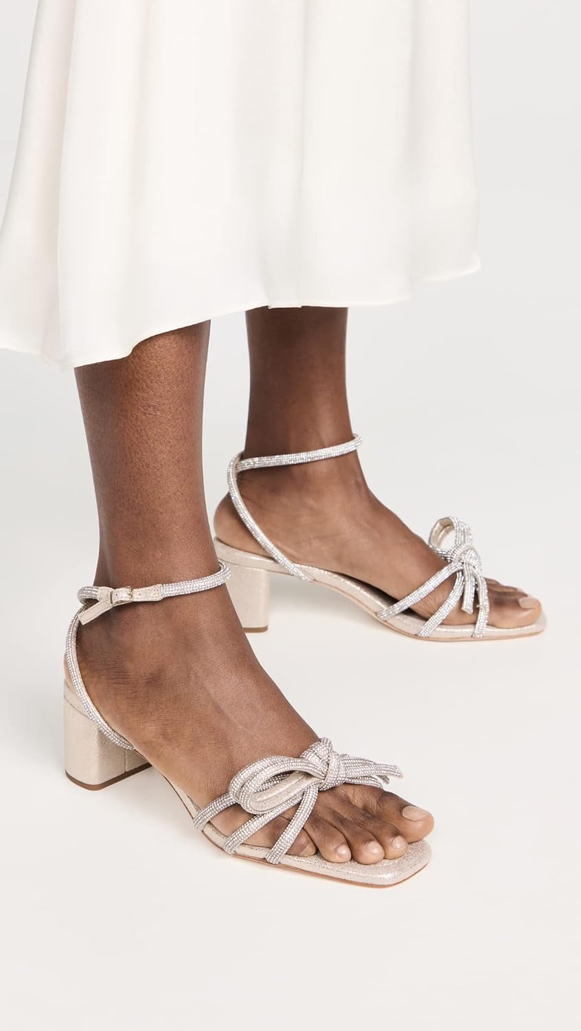 Loeffler Randall Women's Mikel Leather Bow Mid-Heel Sandals - Image 3