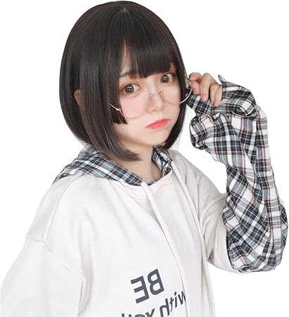 Amazon Co Jp Feshfen ウィッグ ボブ ショート 姫カット フルウィッグ かつら 姫髪 レディーズ ストレート 自然 ハロウィン 小顔 原宿系 ぱっつん前髪 日常 耐熱 668a 亜麻グレー ビューティー