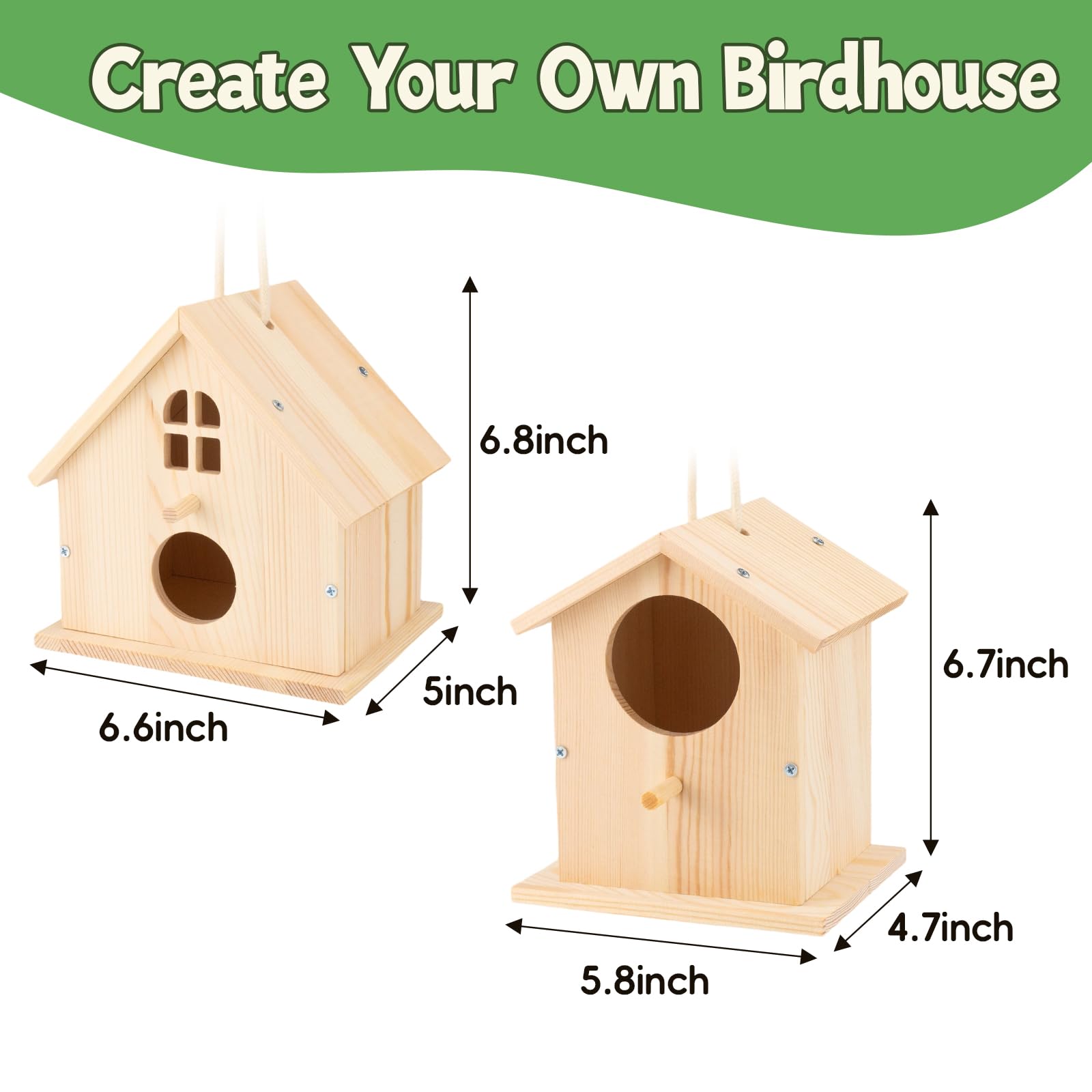 DoodleDoo Paquete de 4 casitas de madera para pájaros, arte y manualidades, kit de pintura para interiores y exteriores con pintura y pinceles para niños de 6 a 12 años, regalo de cumpleaños para
