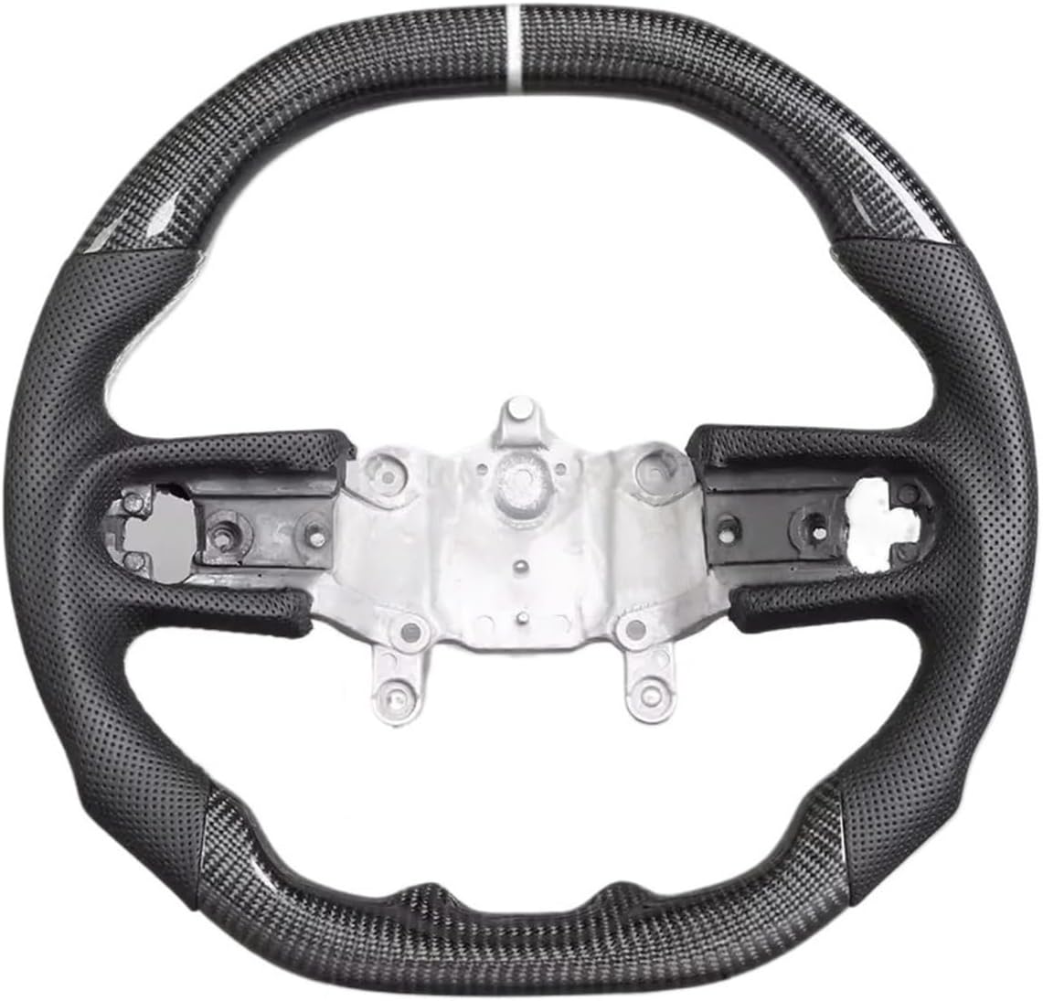 Carbon Fiber Perforated Leather Steering Wheel Compatible With Jeep Wrangler JL 2018-2024 Flat Top Bottom Accessories(Orange Heated)