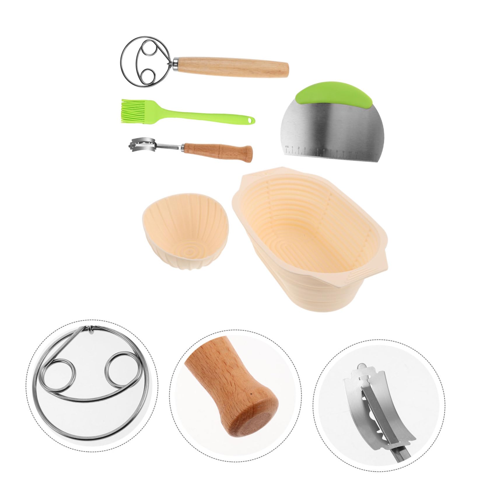 Juego de Accesorios para Hacer Pan Cesta Banneton Redonda de Silicona Antideslizante y Diseño Plegable para Fermentación y Horneado en Casa Gran Capacidad