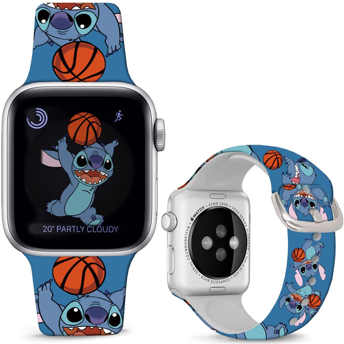 Hepsun Compatible with Apple Watch Band Stitch Basketball 42mm 44mm 45mm/Ultra 49mm,Soft Silicone Sport Fancy Strap Compatible with iWatch Series SE 9 8 7 6 5 4 3 2 1 Kids Men Women