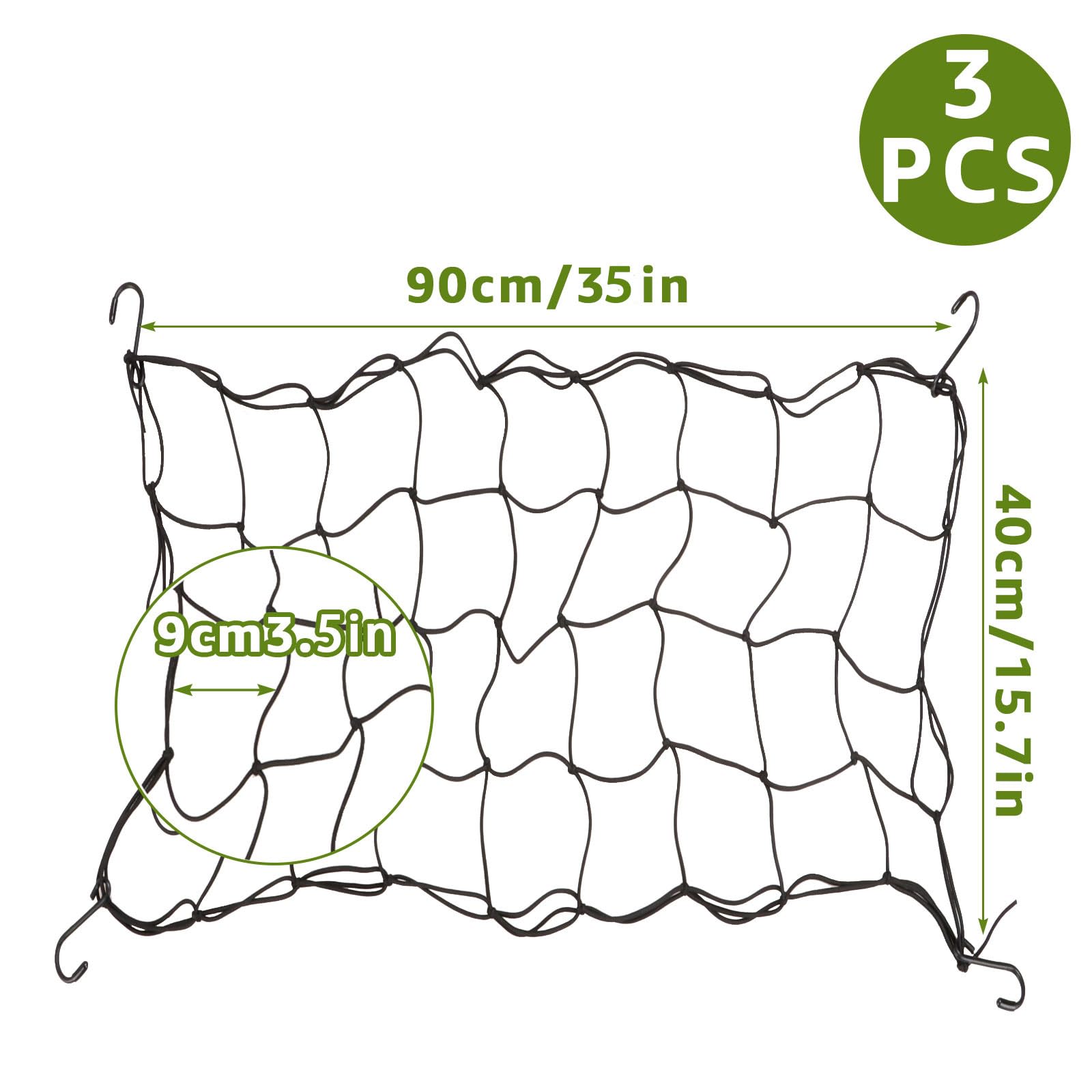 DAJAVE 3 Pack Grow Tent Trellis Netting, Flexible Net Trellis Fits 2x4ft, Elastic Plant Net with Hooks, Trellis Netting for Grow Tents, Gardening and Horticulture (Black)