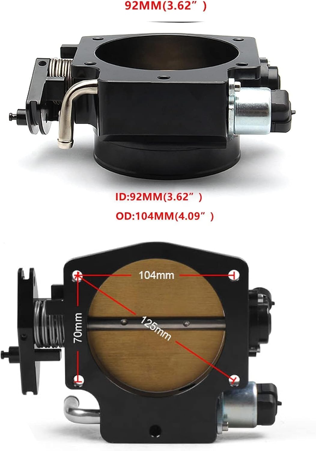 92mm Throttle Body 4-Bolt for LS1 LS2 LS3 LS6 LS7 LSX Drive by Cable with Throttle Position Sensors TPS IAC Aluminum Black HTRACING