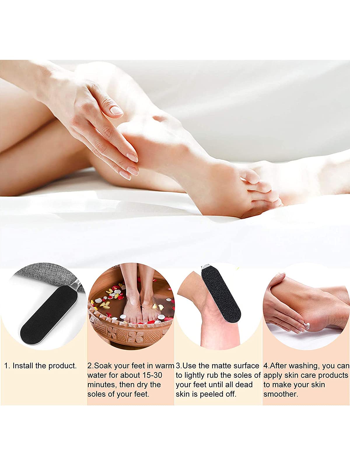 Kalolary 100pcs Papel Escofina de Repuesto para Pedicura, Repuesto de Archivo de Pedicura, Autoadhesivo Papel de lija Callus Removedor de Cutícula Pedicura Accesorios
