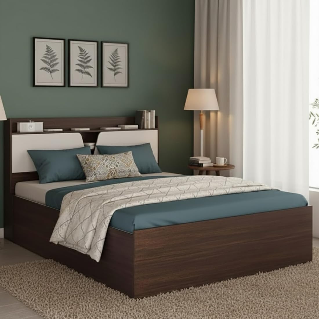 FURNY Cronia King Size Engineered Wood Bed with Headboard Storage & Box Storage | Contemporary Design | Strong Bed for Bedroom & Hotel-image-46