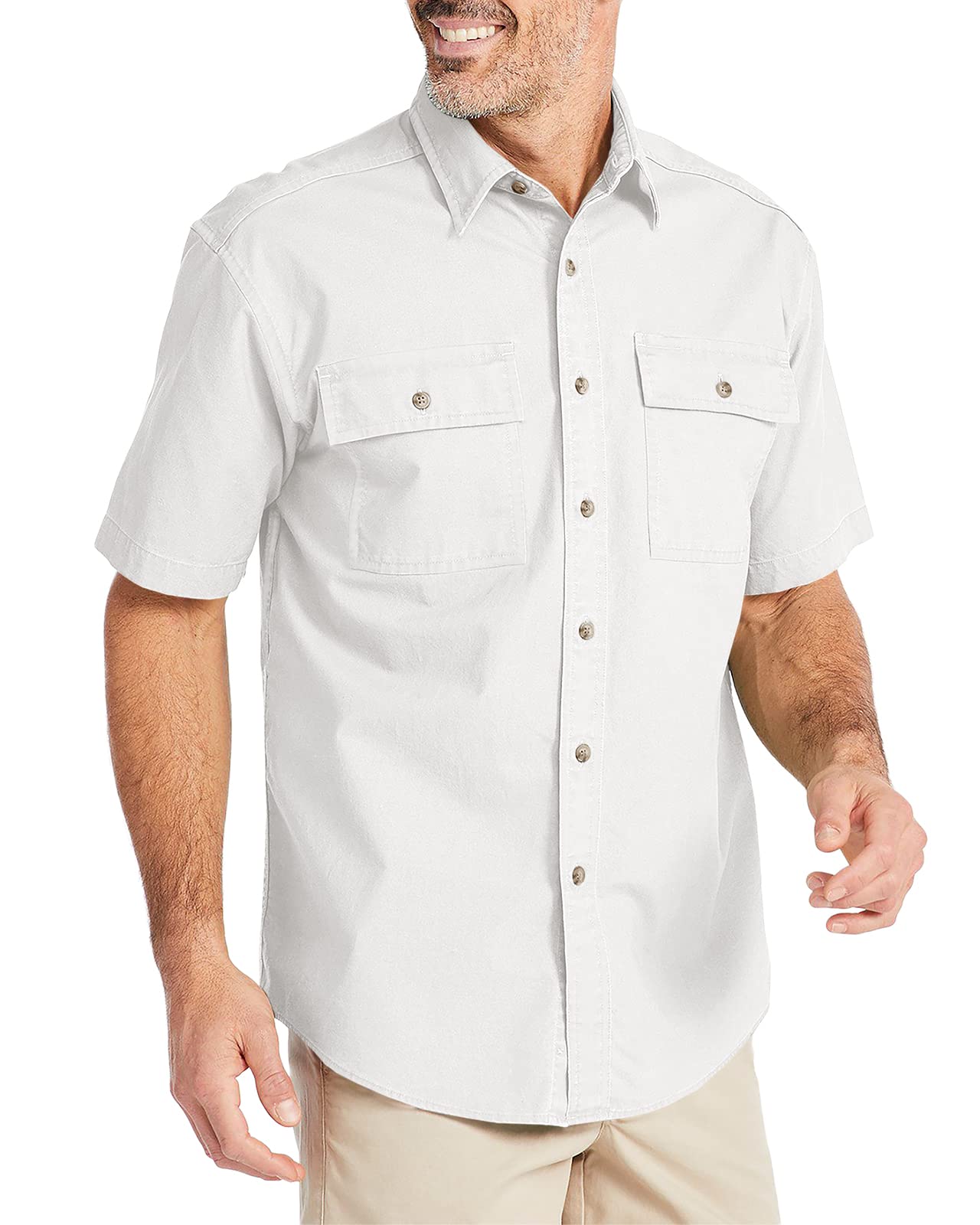 Mens Short Sleeve Button Down Shirts Summer Regular Fit Dress Shirts