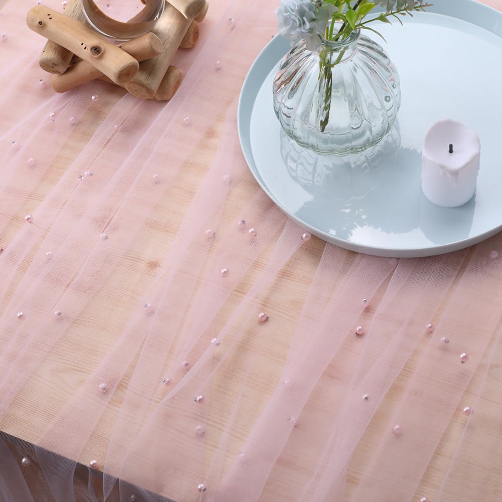 Blush Pink Valentines tafelloper kaasdoek rustiek gaas kaasdoek tafelloper 120 inch 10 FT voor bruiloft babyshower bruidsdouche - België