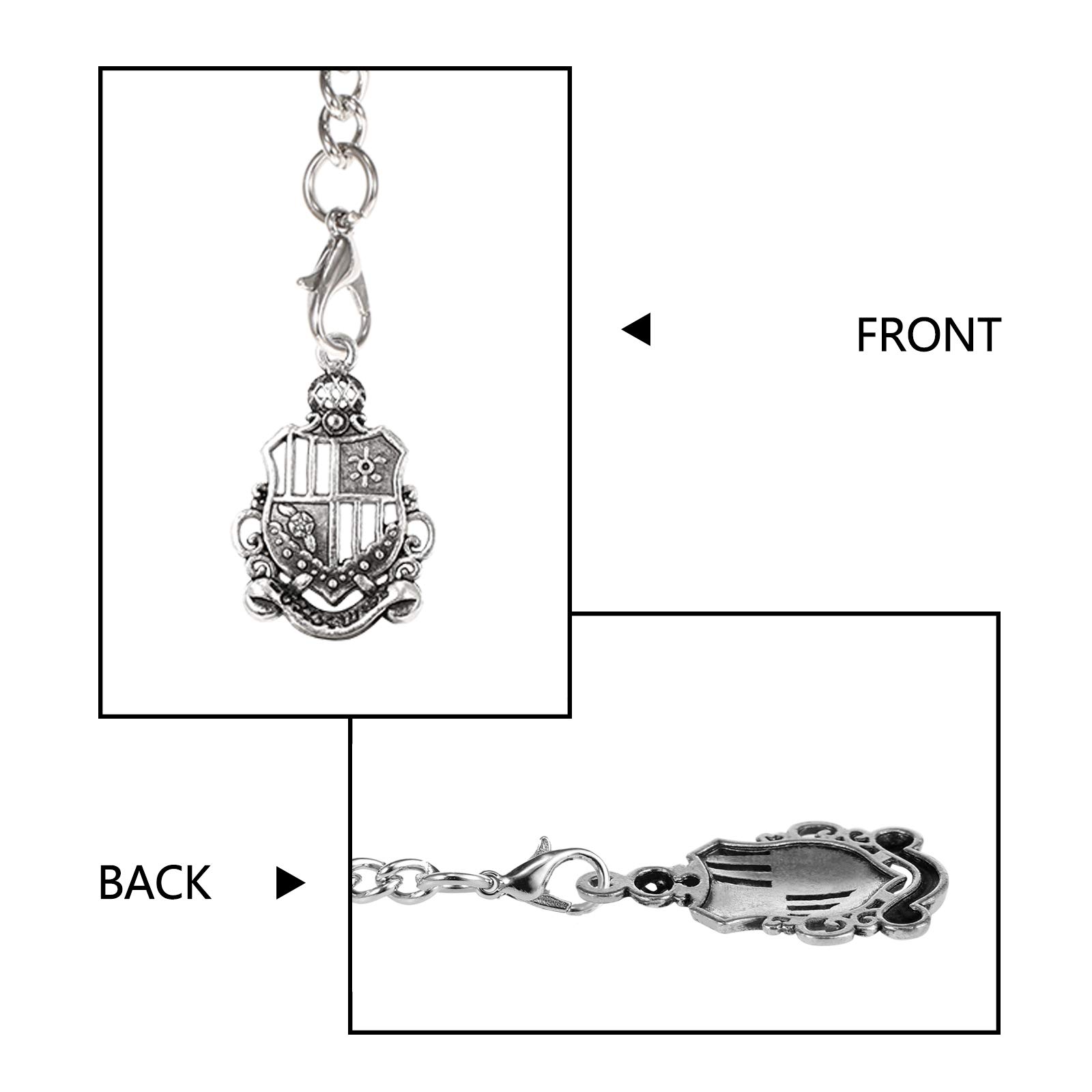 TREEWETO Taschenuhrkette mit T Bar Endstück Gesamtlänge 72cm Doppel Albert T-Bar Taschenuhr Kette mit Antiker Schild-Anhänger und 3 Haken für Weste Knopfloch
