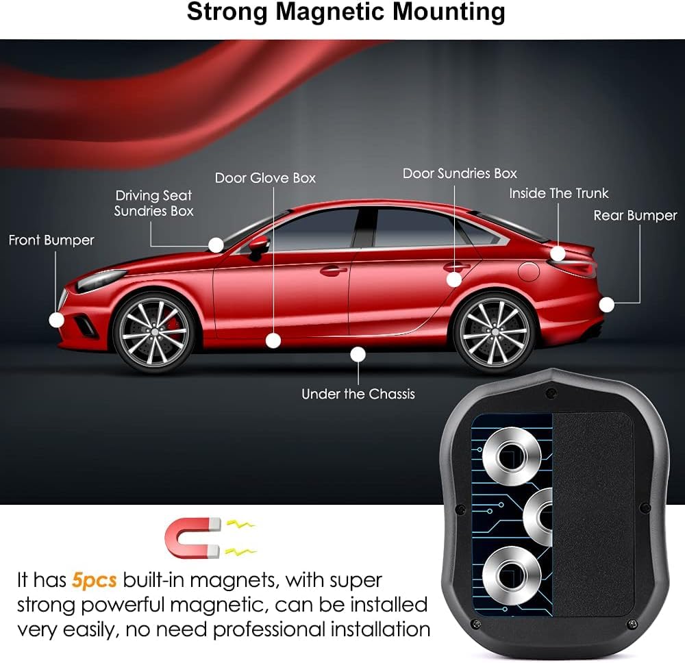 Winnes Traceur GPS Voiture TK905 Suivi en Temps Réel GPS Tracker sans Limitation de Distance Localisateur avec Alarme de Vibration pour Antivol