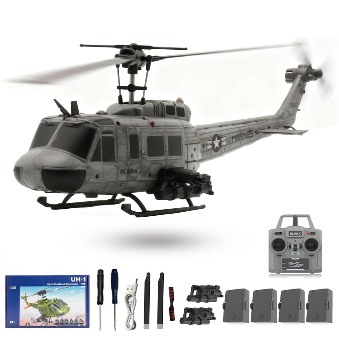RC ERA C032 UH-1 Huey RC Helikopter - 1:48 6CH Brushless Ferngesteuertes Hubschrauber, 3D Stuntflug & Hochpräzisions RC Flugzeug für Erwachsene Anfänger
