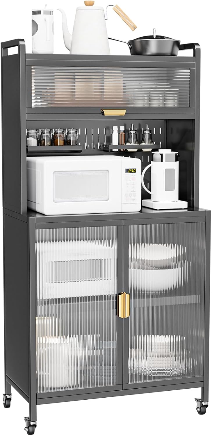 食器棚 レンジ棚 カップボード キッチン収納棚 レンジボード 多層サイドボード 床置き型 キッチンボード おしゃれ 大容量 多機能収
