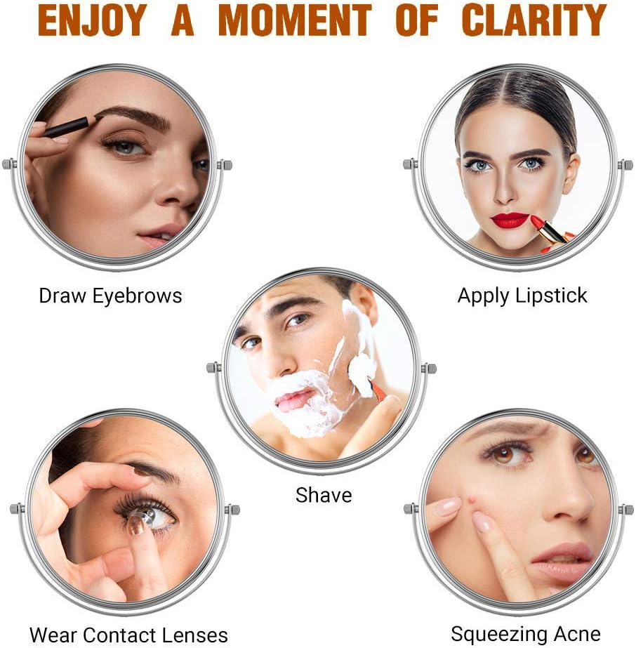 50% Off Discount NaDrn Lighted Vanity Mirror with Stand, Makeup Mirror with Light and Magnification, Brightness Hight Adjustable, 360° Swivel LED Tabletop Desk Cosmetic Mirror, Battery-Powered, Chrome Finish,3X