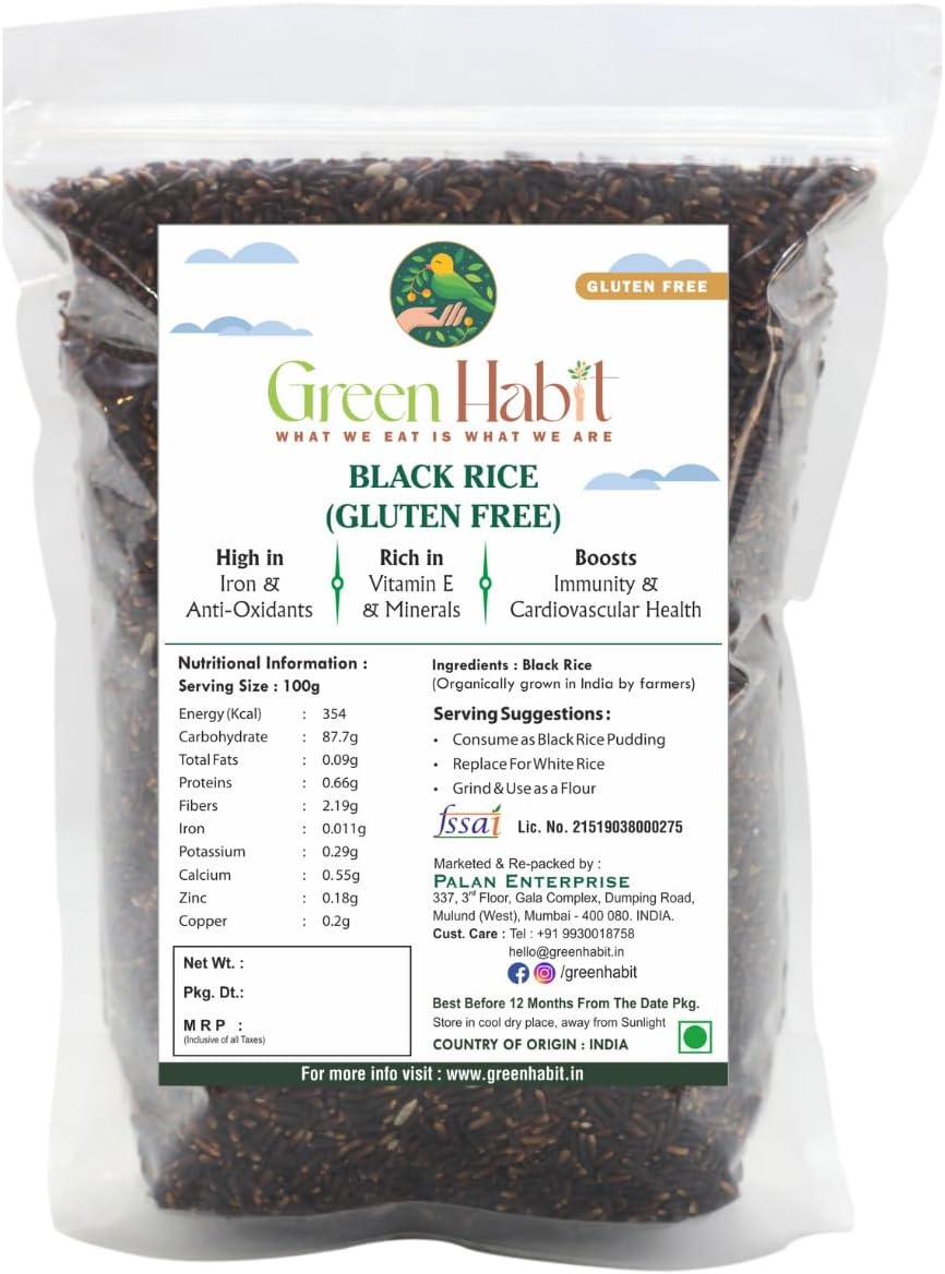 Green Habit Wild Black Rice a.k.a Forbidden Rice (1 Kg pack)
