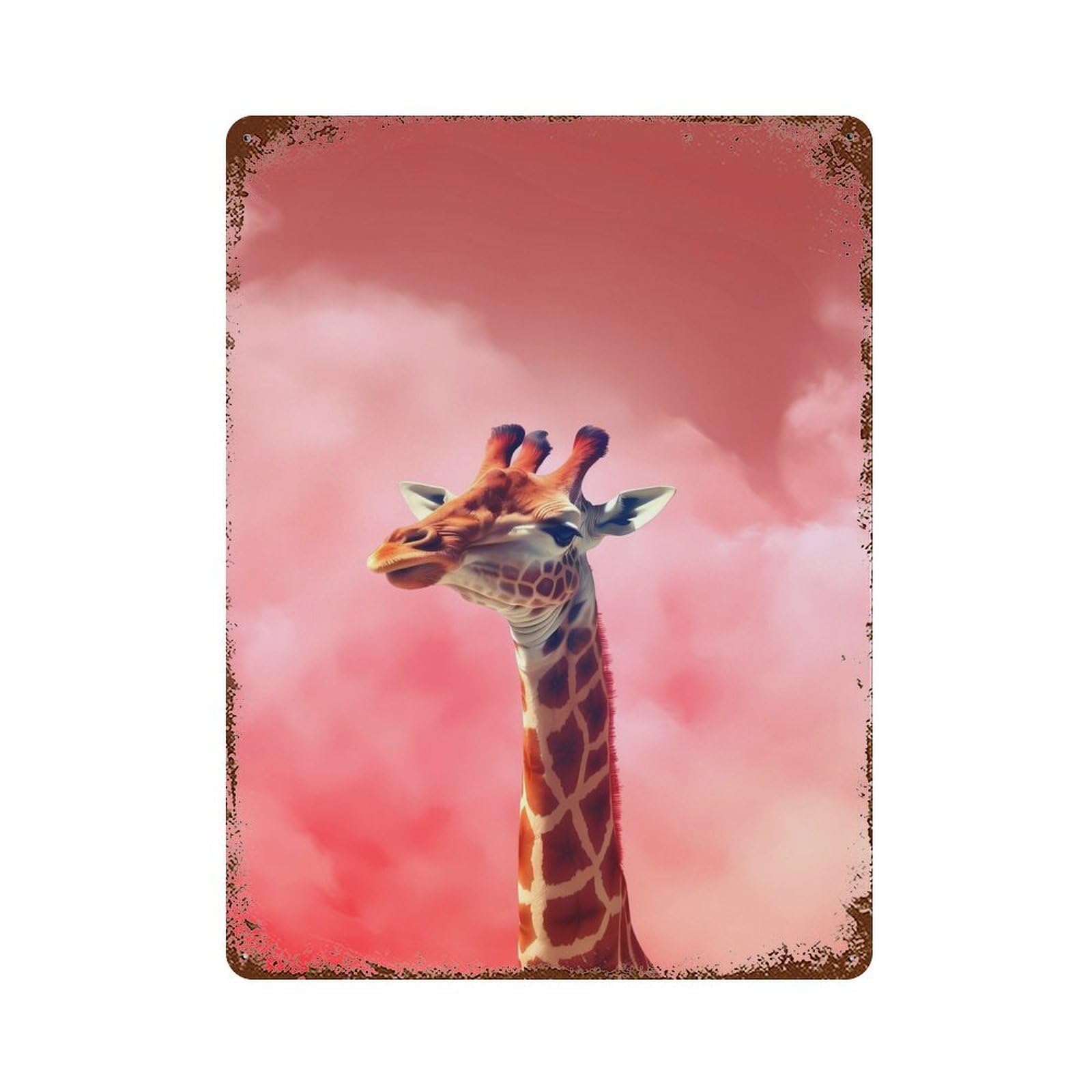Garage Style Giraffe Animals Weathered Tin Sign 15.7"x11.8", Classic Wall Plaque for Bar And Workshop
