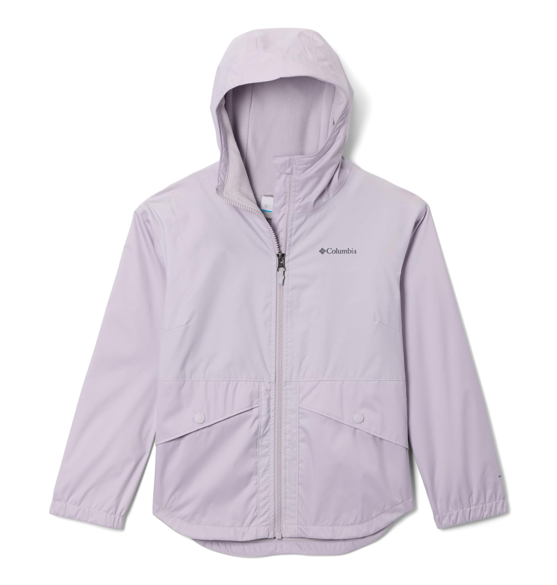 Columbia Youth Girls Rainy Trails 2 Fleece Lined Jacket, Waterproof Rain Jacket, Lavender Pearl, XL