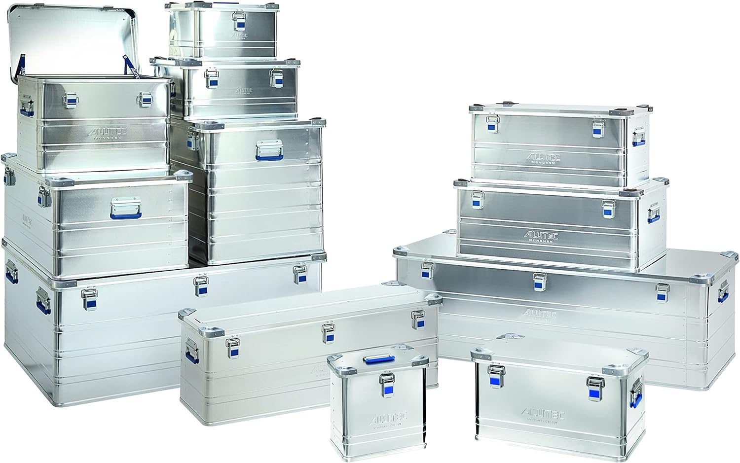 ALUTEC INDUSTRY 27 skrzynka aluminiowa (pojemność 27 l, wymiary wewnętrzne (dł. x szer. x wys.) 350 x 245 x 315 mm, ochrona przed kurzem i wodą rozbryzgową, skrzynka na narzędzia, skrzynka do