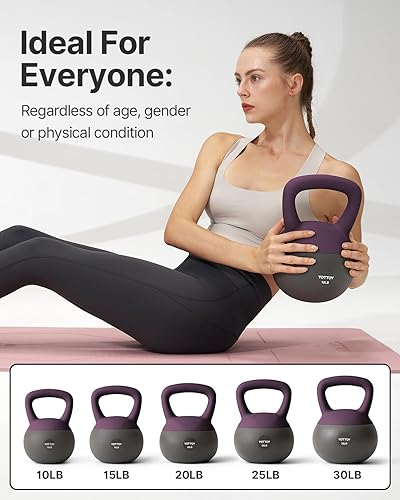 Miniatura 7 de YOTTOY Pesa rusa suave, juego para entrenamiento de fuerza y entrenamientos en casa, base acolchada de lados suaves, mango ancho, ideal para