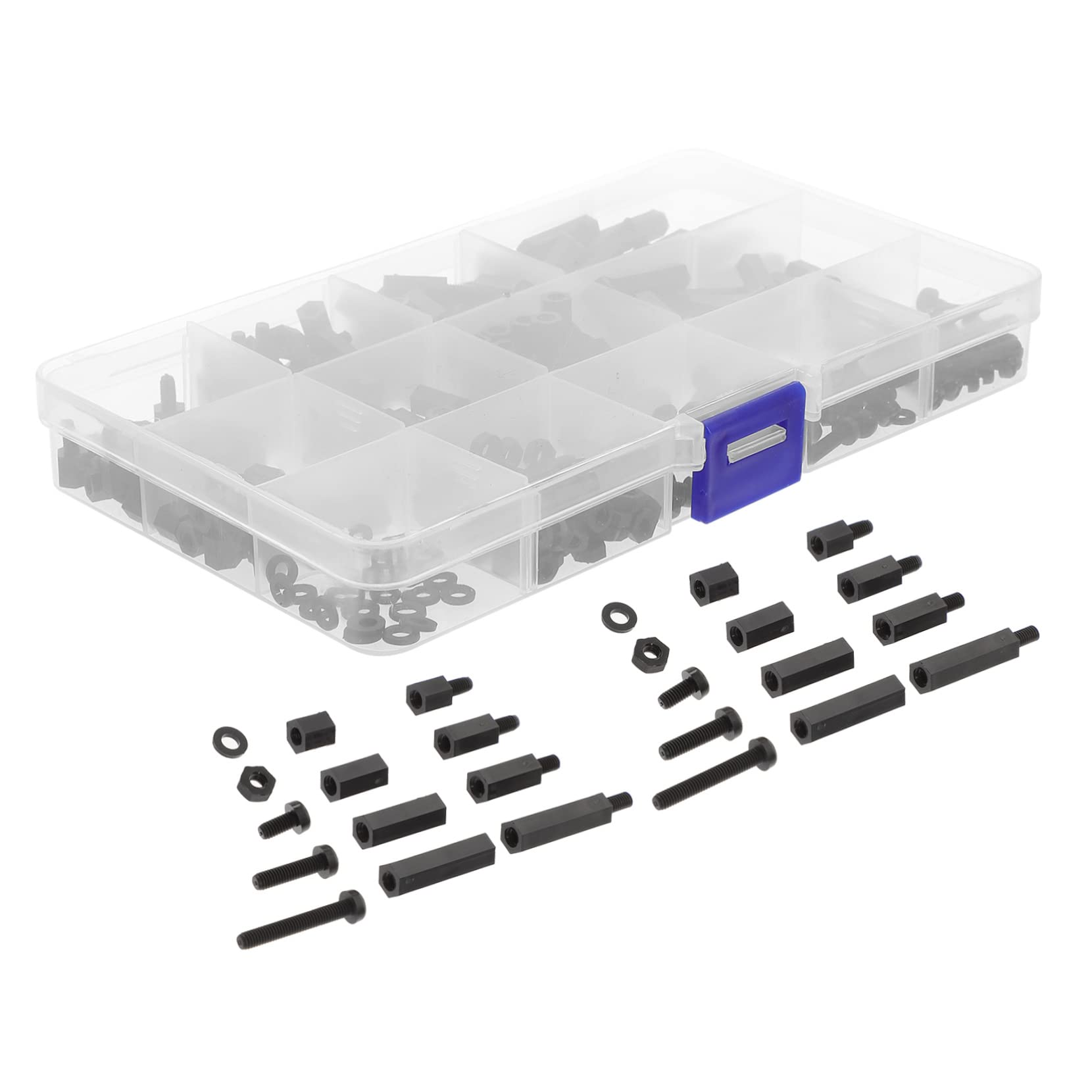 Unomor 1 Set Nylon Hexagon Screws and Nuts Assortment with Threaded Pillar Spacers High Hardness Design for and Organization Type