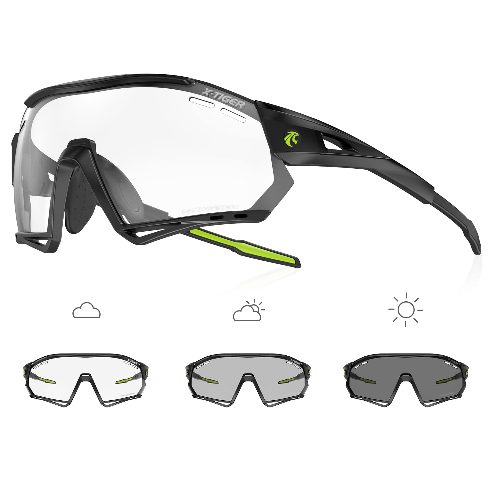 X-TIGER Occhiali Ciclismo Fotocromatici TR90 Occhiali Da Sole Sportivi UV400 PC Lenti Trasparenti Uomo Donna Bici MTB…