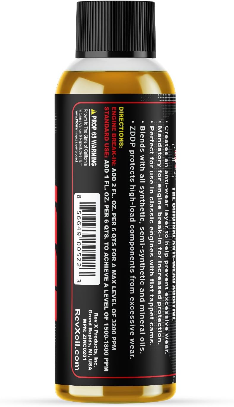 REV-X Zinc ZDDP Oil Additive - 2 fl. oz. (5 Pack)