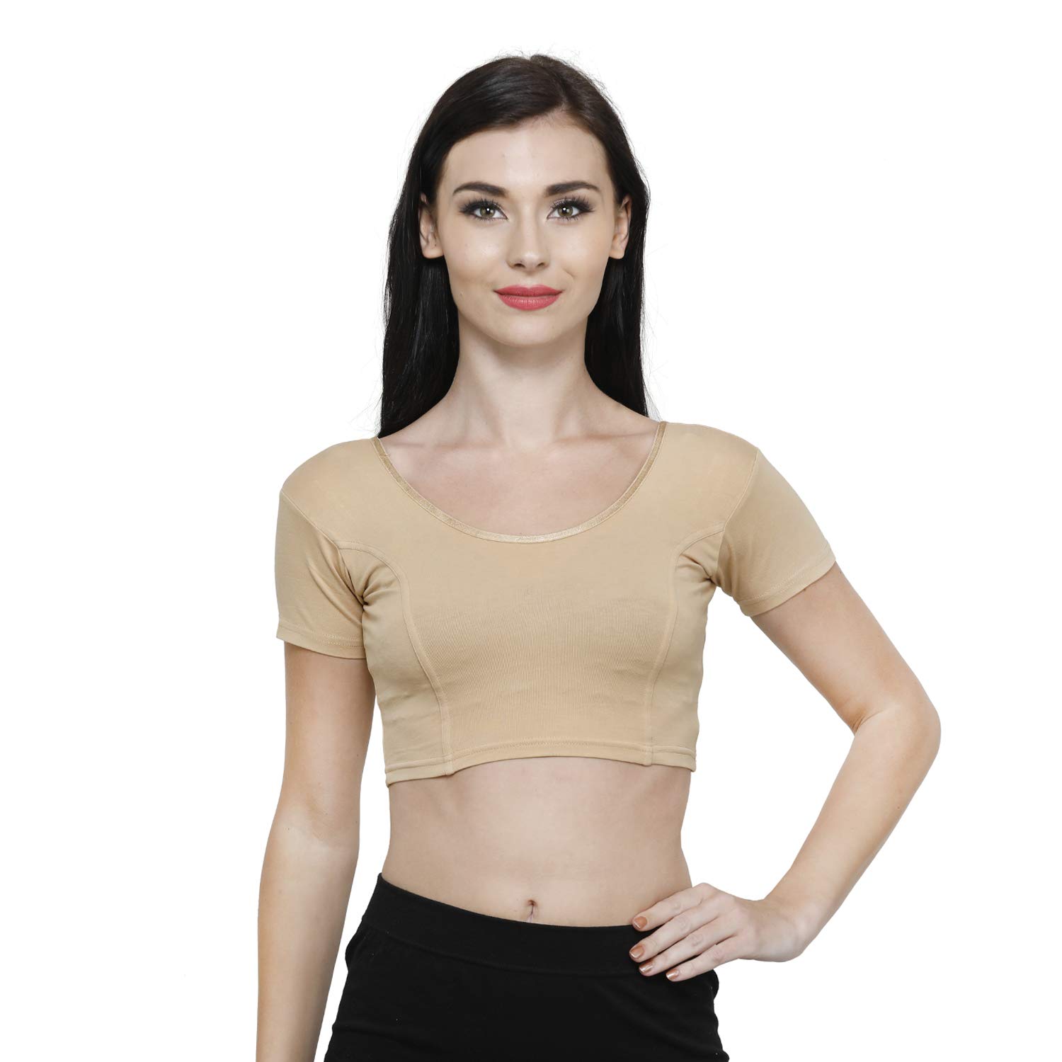 vami Women's Cotton Stretchable Blouse - Beige-picture-0