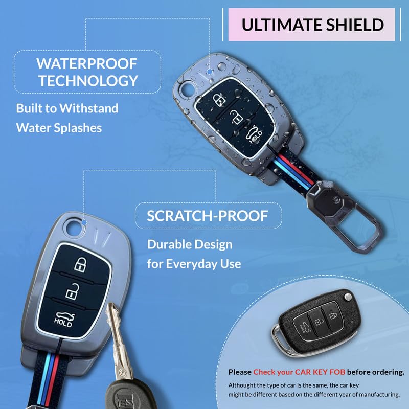 Image of NEODRIFT 'KeyShield' Car Key Cover for Hyundai Xcent (Shape 3, 03 Buttons) (Durable, Stylish, and 360 Protection)