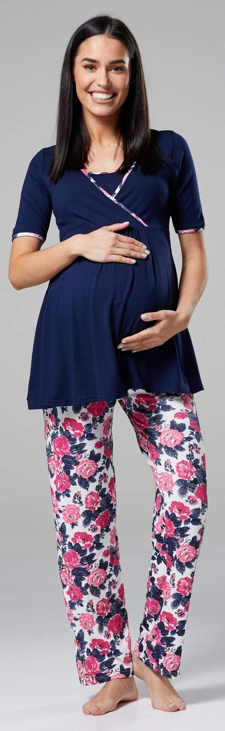 Happy Mama Womens Maternity Nursing 3pcs Nightwear Set Pants Top