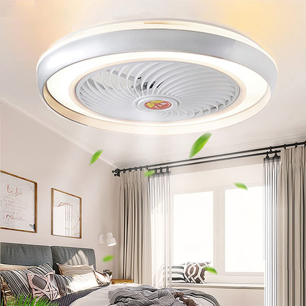 Ventilador de techo para dormitorio silencioso gris con luz led y 3 velocidades