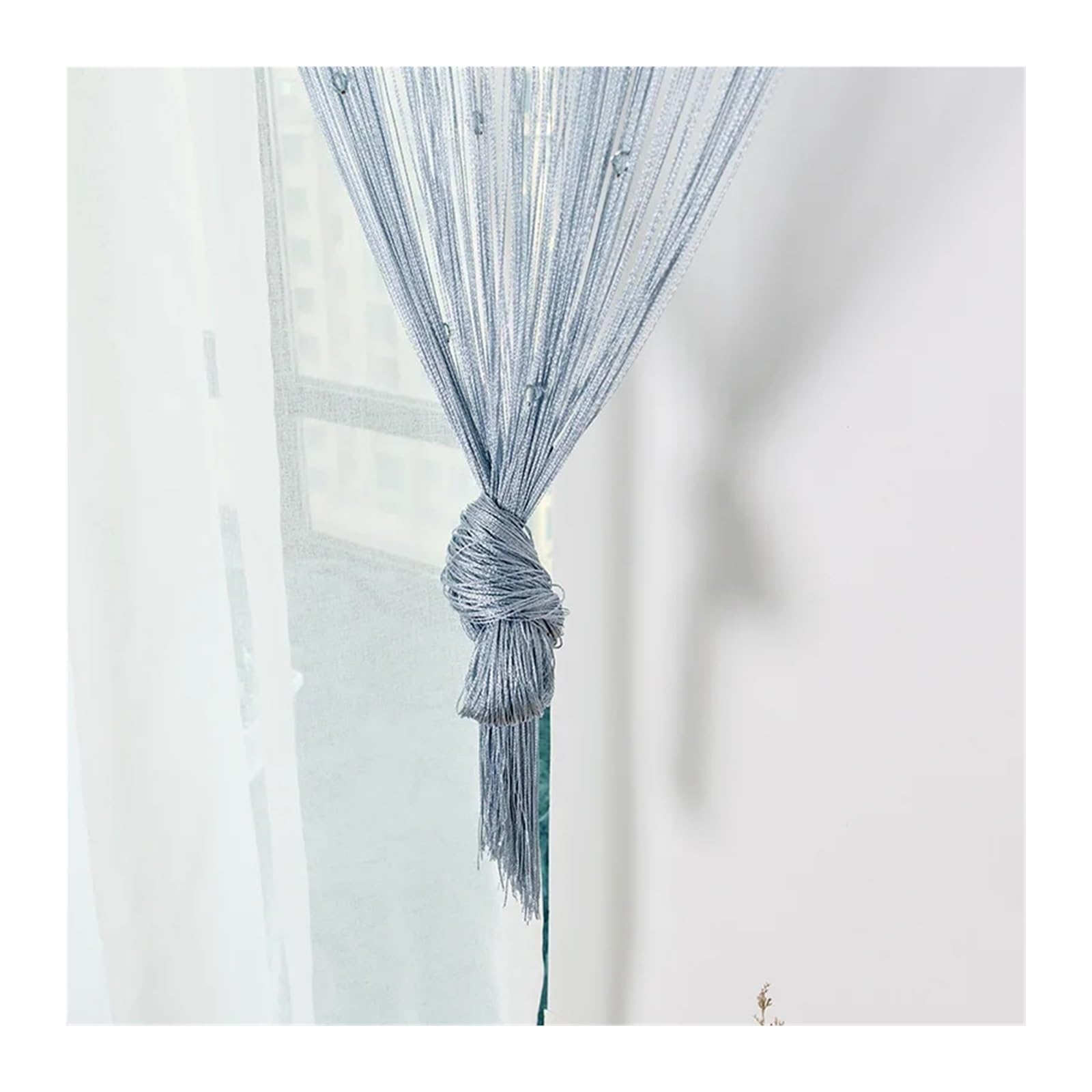 Rideau de Perles 300x260 cm Rideau De Perles Chaîne Rideaux Porte Fil Fenêtre Panneau Mural Séparateur Pièce Maison Salon Décor Mariage pour Porte de Balcon(White)