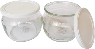 The Dairy Shoppe Glass Yogurt Jars with lid Half Pint (2 pack)