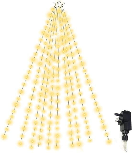 2.8m *10 Lines Christmas Tree Lights Outdoor Indoor, LED Fairy String Lights with 280 LEDs , Christmas Lights 8 Modes ,for 4ft 5ft 6ft 7ft 8ft 10ft Xmas Tree Decoration(Natural White )
