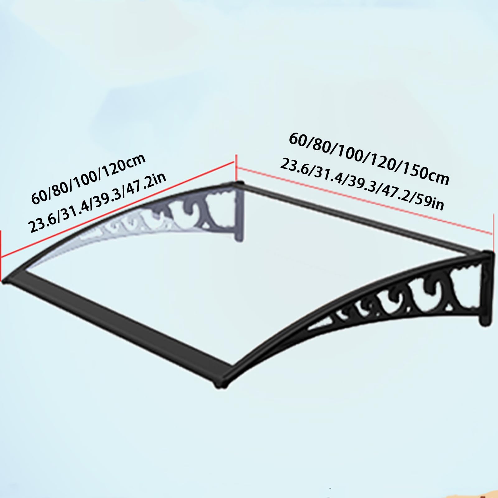 Tenda da esterno per porta d'ingresso, 60 x 120 cm, con staffa in metallo, resistente alle intemperie, per giardino, patio, pioggia, neve e protezione solare