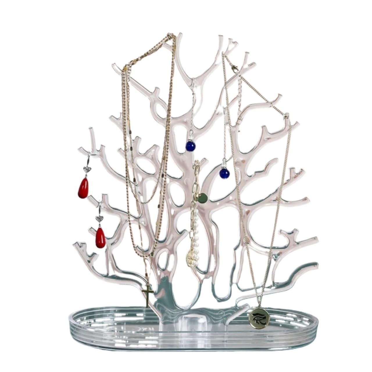 Zymjzbetic Jewellery Tree Coral Design Jewelry Storage Hanger Black plastic Organizer Stand Vertical Organization(Transparent)