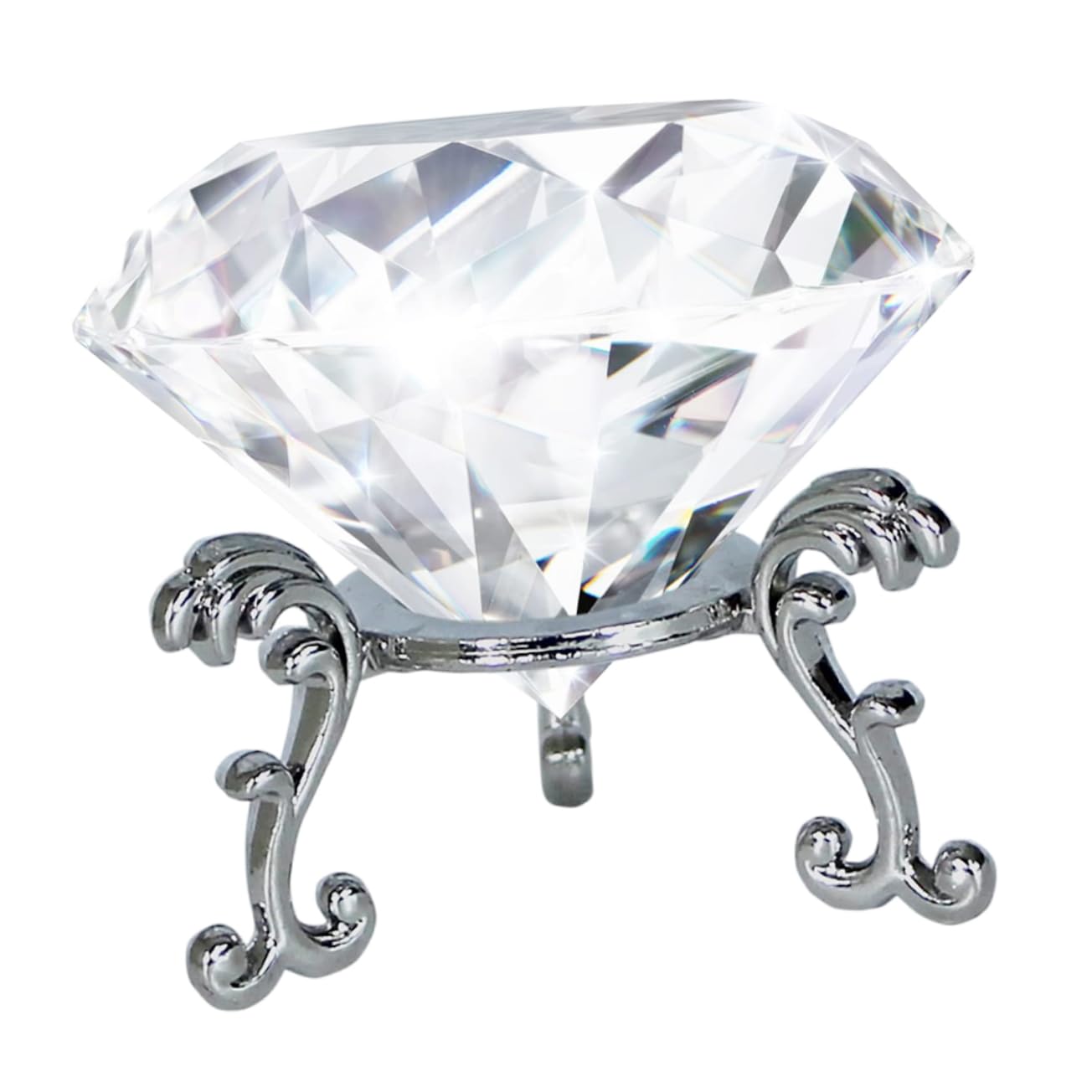 Ferma Carte Diamante Cristallo con Supporto Plastico | Oggetto Decorativo per Casa e Mobile Tv, Superficie Liscia, Facile da Esporre e Riporre