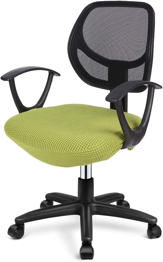 Deisy Dee Stretch Office Computer Chair Seat Covers, Removable Washable Anti-dust Desk Chair Seat Cushion Protectors C173 (Yellow Green)