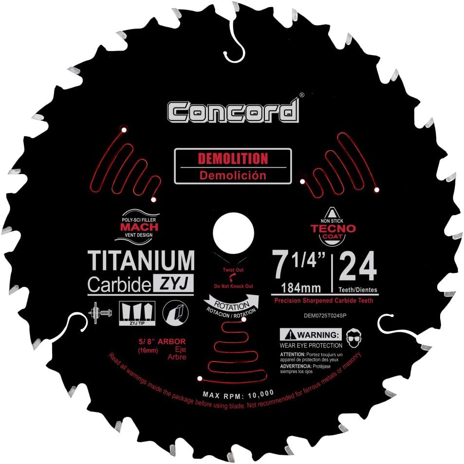 Concord Blades DEM0725T024SP 71/4" 24 Tooth Demolition Non